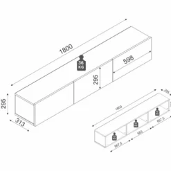 Meuble TV Suspendu Avec 3 Portes - Effet Marbre Noir - VIKILA 13 Meuble TV Suspendu Avec 3 Portes - Effet Marbre Noir - VIKILA -Pas Cher Mobiliora Magasin meuble tv 14111139