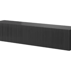 Meuble TV 140 Cm Noir Avec Façade Fraisée - VELDIO -Pas Cher Mobiliora Magasin meuble tv 14111529