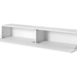 Meuble TV 175 Cm Blanc Avec Façade Fraisée - VELDIO 13 Meuble TV 175 Cm Blanc Avec Façade Fraisée - VELDIO -Pas Cher Mobiliora Magasin meuble tv 14111545