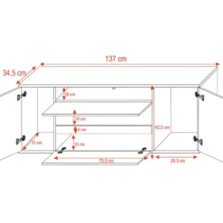 Meuble Tv / Banc Tv (chêne Wotan, 137 Cm, Avec LED) - BROS -Pas Cher Mobiliora Magasin meuble tv 14111677