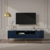 Meuble TV Avec 2 Portes, 2 Tiroirs Et 2 Niches En MDF Et Acier - Bleu Et Doré - YESINIA -Pas Cher Mobiliora Magasin meuble tv 14177825