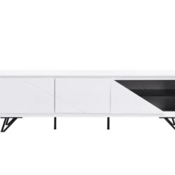 Meuble TV 3 Portes Avec LEDs En MDF - Blanc Laqué - SALIANO -Pas Cher Mobiliora Magasin meuble tv 14212633