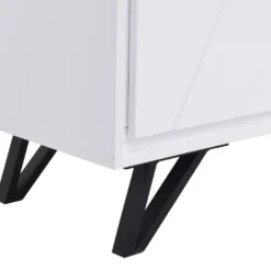 Meuble TV 3 Portes Avec LEDs En MDF - Blanc Laqué - SALIANO -Pas Cher Mobiliora Magasin meuble tv 14212641