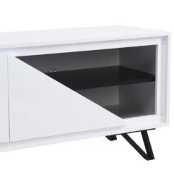 Meuble TV 3 Portes Avec LEDs En MDF - Blanc Laqué - SALIANO -Pas Cher Mobiliora Magasin meuble tv 14212645