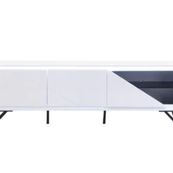 Meuble TV 3 Portes Avec LEDs En MDF - Blanc Laqué - SALIANO -Pas Cher Mobiliora Magasin meuble tv 14212649