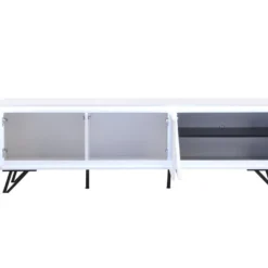 Meuble TV 3 Portes Avec LEDs En MDF - Blanc Laqué - SALIANO -Pas Cher Mobiliora Magasin meuble tv 14212651