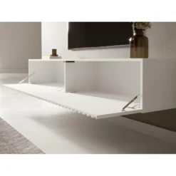 Meuble TV 175 Cm - Blanc - TELIRE -Pas Cher Mobiliora Magasin meuble tv 14294387