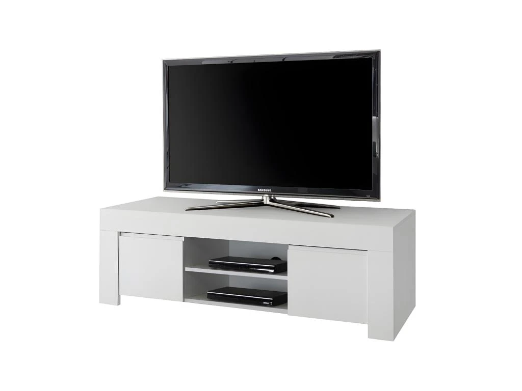 Meuble TV 2 Portes Blanc Mat - PISE 3 Meuble TV 2 Portes Blanc Mat - PISE