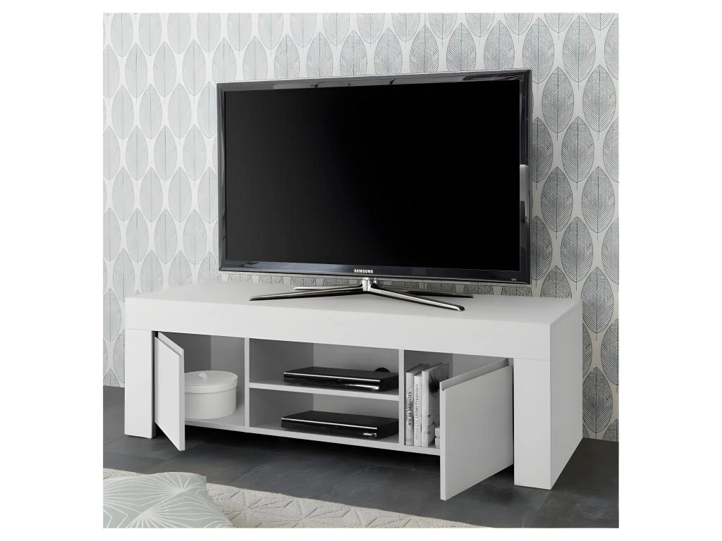Meuble TV 2 Portes Blanc Mat - PISE 4 Meuble TV 2 Portes Blanc Mat - PISE – Image 2
