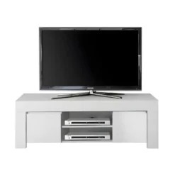 Meuble TV 2 Portes Blanc Mat - PISE 9 Meuble TV 2 Portes Blanc Mat - PISE -Pas Cher Mobiliora Magasin meuble tv 14341361