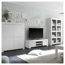 Meuble TV 2 Portes Blanc Mat - PISE 10 Meuble TV 2 Portes Blanc Mat - PISE -Pas Cher Mobiliora Magasin meuble tv 14341363