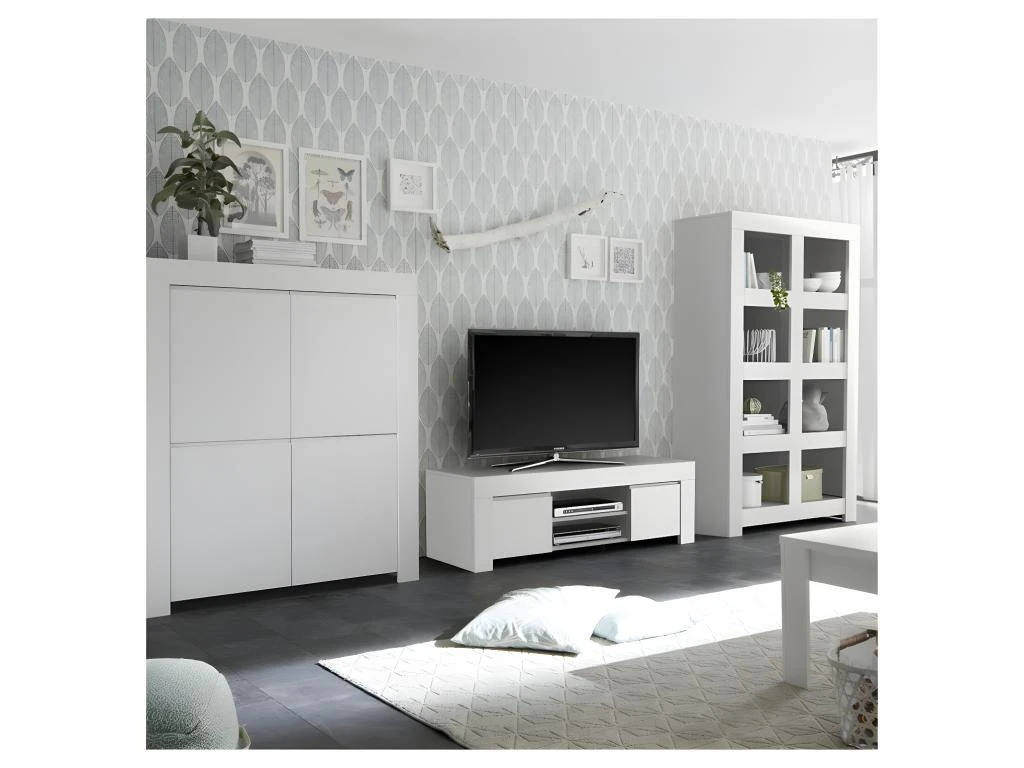 Meuble TV 2 Portes Blanc Mat - PISE 6 Meuble TV 2 Portes Blanc Mat - PISE – Image 4