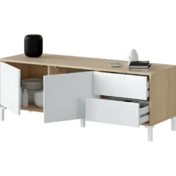 Meuble TV 2 Portes Et 2 Tiroirs Brooklyn - L130 Cm 12 Meuble TV 2 Portes Et 2 Tiroirs Brooklyn - L130 Cm -Pas Cher Mobiliora Magasin meuble tv 14651097