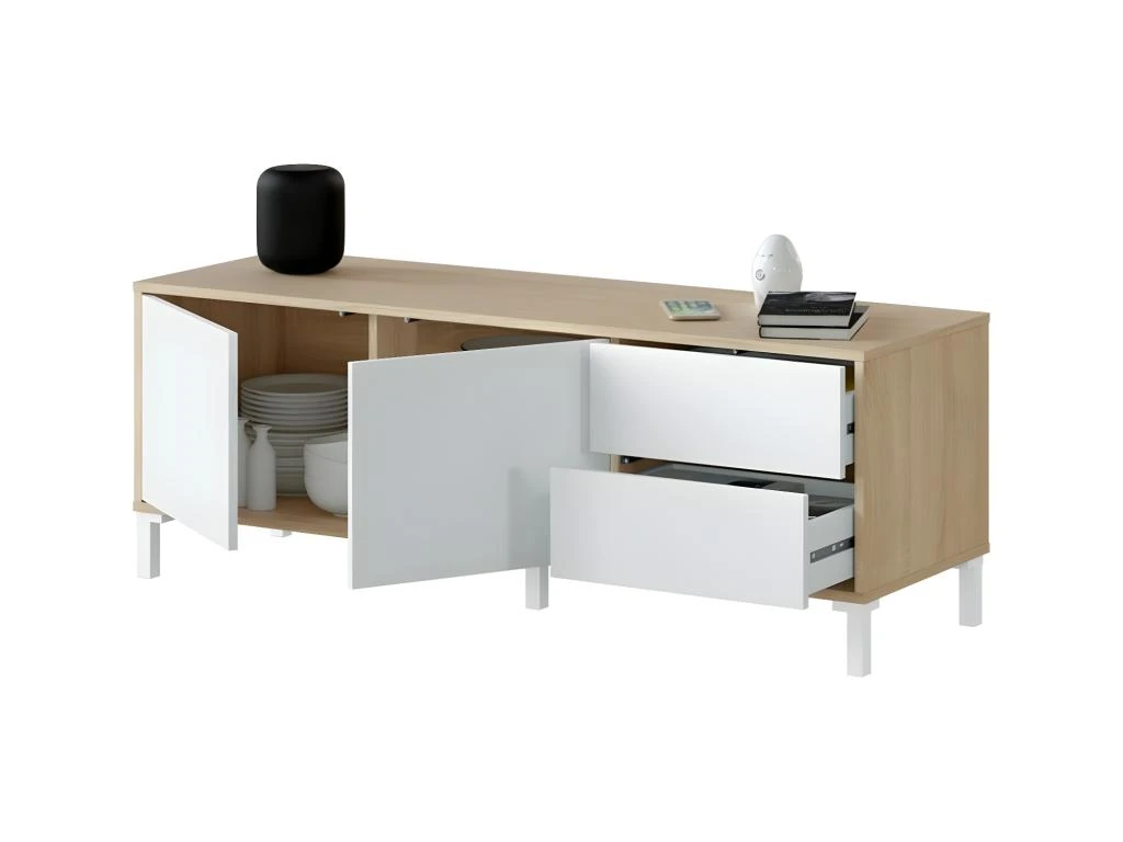 Meuble TV 2 Portes Et 2 Tiroirs Brooklyn - L130 Cm 5 Meuble TV 2 Portes Et 2 Tiroirs Brooklyn - L130 Cm – Image 3