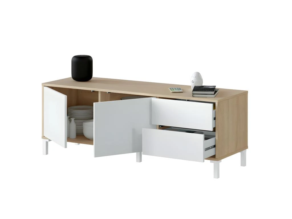 Meuble TV 2 Portes Et 2 Tiroirs Brooklyn - L130 Cm 8 Meuble TV 2 Portes Et 2 Tiroirs Brooklyn - L130 Cm – Image 6