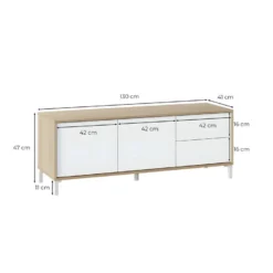 Meuble TV 2 Portes Et 2 Tiroirs Brooklyn - L130 Cm 17 Meuble TV 2 Portes Et 2 Tiroirs Brooklyn - L130 Cm -Pas Cher Mobiliora Magasin meuble tv 14651107
