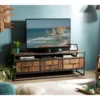 ALIDA - Meuble TV 3 Tiroirs 1 étagère Teck Recyclé Métal Noir 2 ALIDA - Meuble TV 3 Tiroirs 1 étagère Teck Recyclé Métal Noir -Pas Cher Mobiliora Magasin meuble tv 14651191
