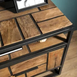 ALIDA - Meuble TV 3 Tiroirs 1 étagère Teck Recyclé Métal Noir 10 ALIDA - Meuble TV 3 Tiroirs 1 étagère Teck Recyclé Métal Noir -Pas Cher Mobiliora Magasin meuble tv 14651197