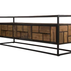 ALIDA - Meuble TV 3 Tiroirs 1 étagère Teck Recyclé Métal Noir 11 ALIDA - Meuble TV 3 Tiroirs 1 étagère Teck Recyclé Métal Noir -Pas Cher Mobiliora Magasin meuble tv 14651199