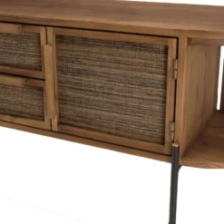 ALIDA - Meuble TV Arrondi En Bois De Teck Recyclé 2 Portes 2 Tiroirs -Pas Cher Mobiliora Magasin meuble tv 14651279