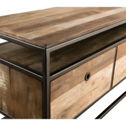 ALIDA - Meuble TV Marron 3 Tiroirs Teck Recyclé Acacia Mahogany Recyclé Et Métal Noir -Pas Cher Mobiliora Magasin meuble tv 14651297