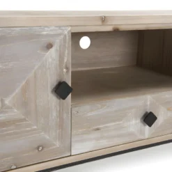 ANDRO - Meuble TV Beige Scandi 2 Portes 1 Tiroir 1 Niche Pieds Noirs -Pas Cher Mobiliora Magasin meuble tv 14651355