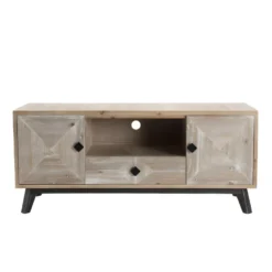 ANDRO - Meuble TV Beige Scandi 2 Portes 1 Tiroir 1 Niche Pieds Noirs -Pas Cher Mobiliora Magasin meuble tv 14651359