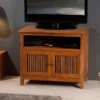 AYAN - Meuble TV Marron 2 Portes Persiennes Bois Teck
