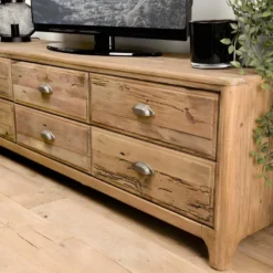 ANDRIAN - Meuble TV Marron 6 Tiroirs Bois Pin Recyclé 9 ANDRIAN - Meuble TV Marron 6 Tiroirs Bois Pin Recyclé -Pas Cher Mobiliora Magasin meuble tv 14651593