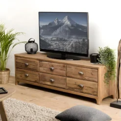 ANDRIAN - Meuble TV Marron 6 Tiroirs Bois Pin Recyclé 10 ANDRIAN - Meuble TV Marron 6 Tiroirs Bois Pin Recyclé -Pas Cher Mobiliora Magasin meuble tv 14651595