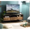 ALIDA - Meuble TV Marron 3 Niches 3 Tiroirs Teck Recyclé Et Métal Noir -Pas Cher Mobiliora Magasin meuble tv 14651613