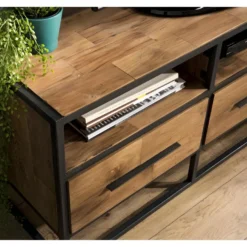 ALIDA - Meuble TV Marron 3 Niches 3 Tiroirs Teck Recyclé Et Métal Noir 9 ALIDA - Meuble TV Marron 3 Niches 3 Tiroirs Teck Recyclé Et Métal Noir -Pas Cher Mobiliora Magasin meuble tv 14651617