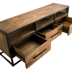 ALIDA - Meuble TV Marron 3 Niches 3 Tiroirs Teck Recyclé Et Métal Noir 10 ALIDA - Meuble TV Marron 3 Niches 3 Tiroirs Teck Recyclé Et Métal Noir -Pas Cher Mobiliora Magasin meuble tv 14651619