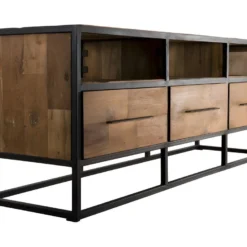 ALIDA - Meuble TV Marron 3 Niches 3 Tiroirs Teck Recyclé Et Métal Noir 11 ALIDA - Meuble TV Marron 3 Niches 3 Tiroirs Teck Recyclé Et Métal Noir -Pas Cher Mobiliora Magasin meuble tv 14651621