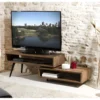 ALIDA - Meuble TV Rotatif Marron Scandi Teck Recyclé Pieds Noirs -Pas Cher Mobiliora Magasin meuble tv 14651773