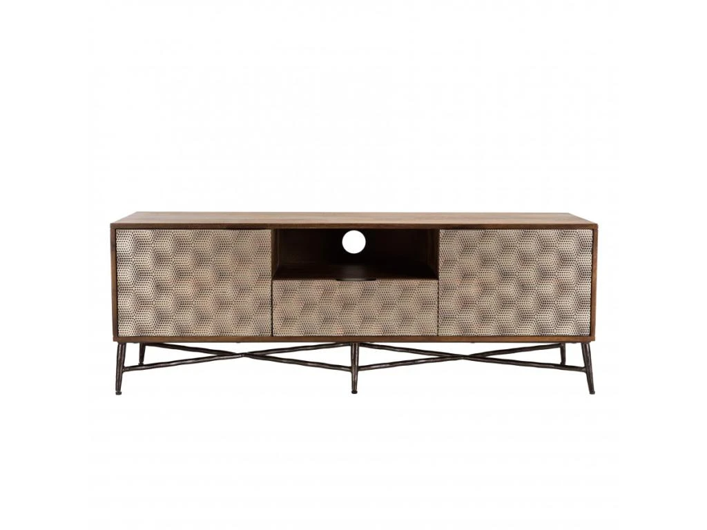 ALIX - Meuble TV En Bois De Manguier 2 Portes 1 Tiroir Motifs Ethniques 6 ALIX - Meuble TV En Bois De Manguier 2 Portes 1 Tiroir Motifs Ethniques – Image 4