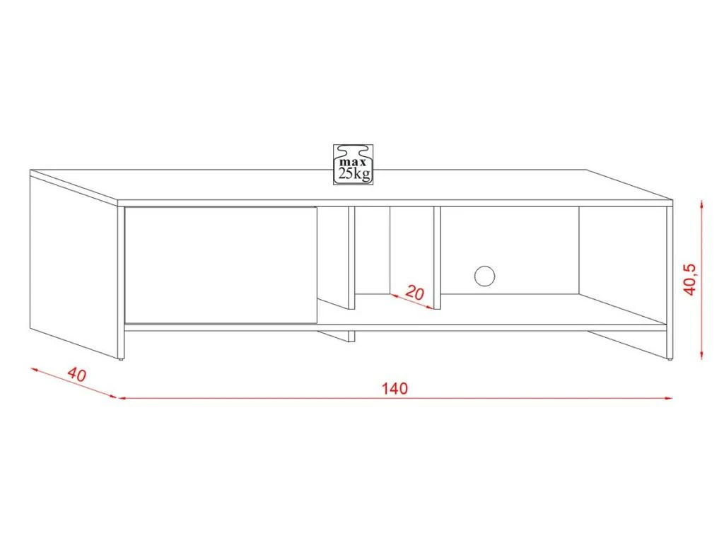Meuble TV 1 Porte Décor Bois Clair Et Blanc L140 Cm - Sue 6 Meuble TV 1 Porte Décor Bois Clair Et Blanc L140 Cm - Sue – Image 4