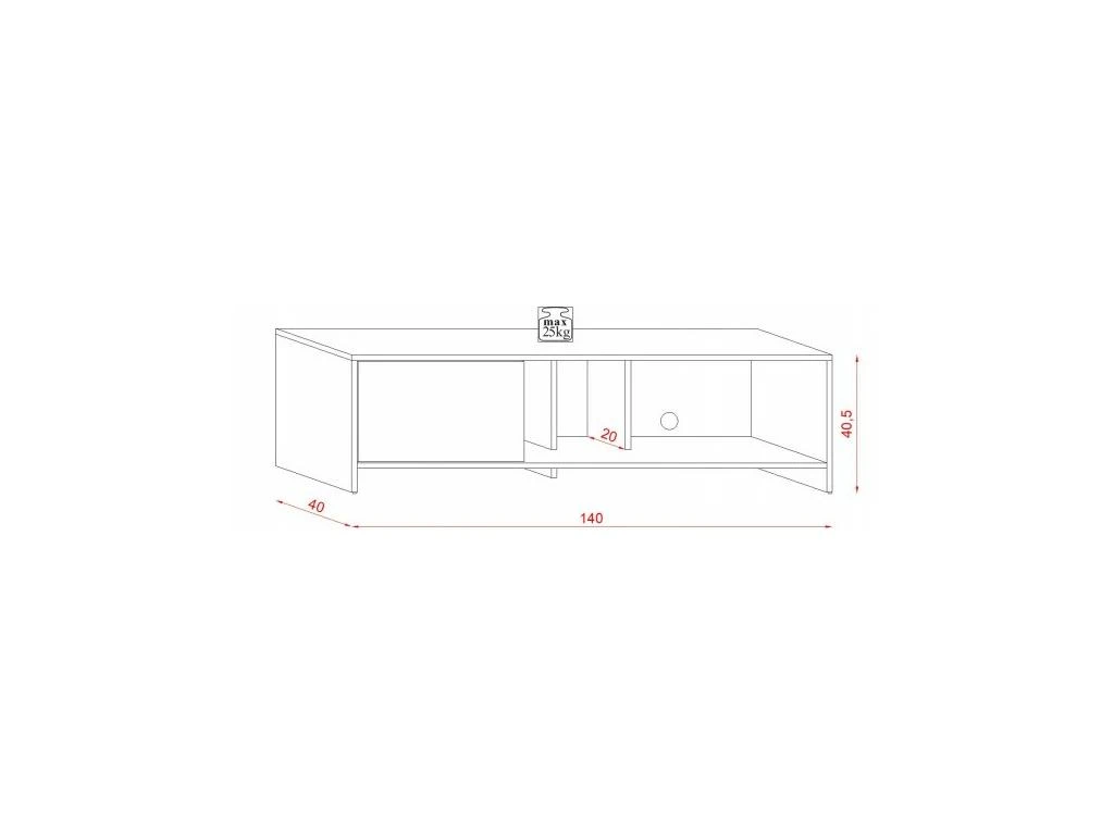 Meuble TV 1 Porte Décor Bois Clair Et Blanc L140 Cm - Sue 7 Meuble TV 1 Porte Décor Bois Clair Et Blanc L140 Cm - Sue – Image 5