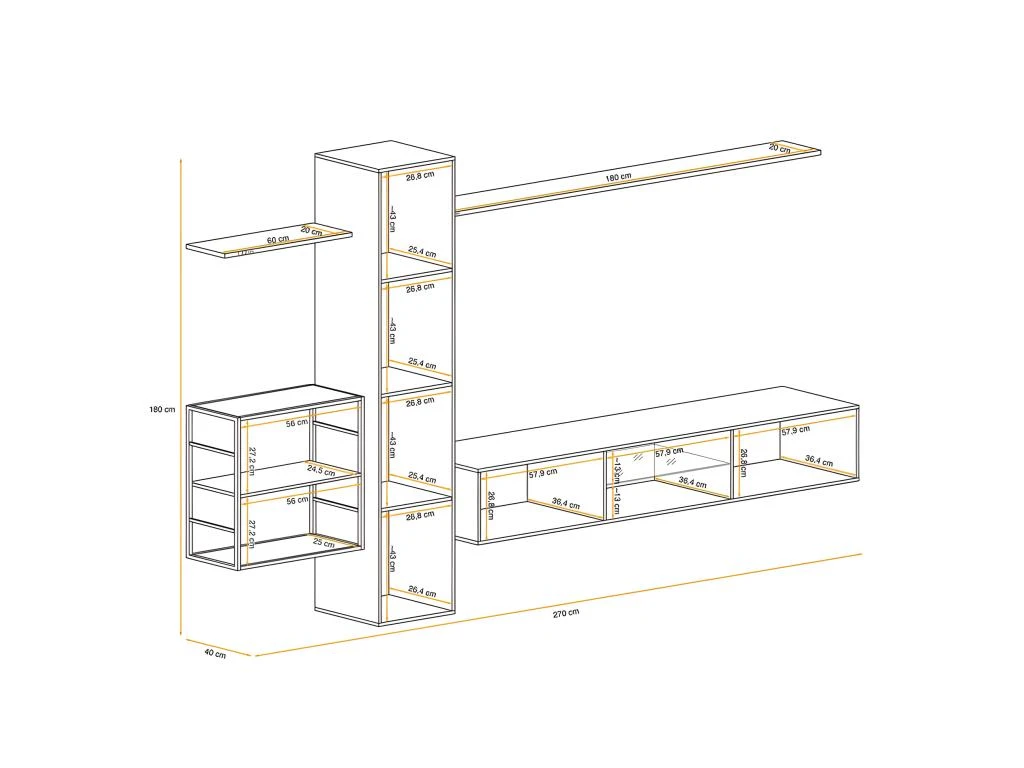 Ensemble Meuble TV "Switch V" 270cm Noir 6 Ensemble Meuble TV "Switch V" 270cm Noir – Image 4