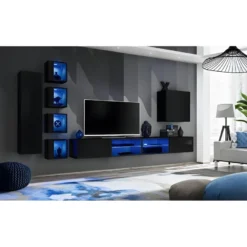 Ensemble Meuble TV "Switch XXVI" 320cm Noir 7 Ensemble Meuble TV "Switch XXVI" 320cm Noir -Pas Cher Mobiliora Magasin meuble tv 15862823