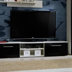 Ensemble Meuble TV & Bibliothèque "Galino III White" 320cm Noir & Blanc 8 Ensemble Meuble TV & Bibliothèque "Galino III White" 320cm Noir & Blanc -Pas Cher Mobiliora Magasin meuble tv 15862897