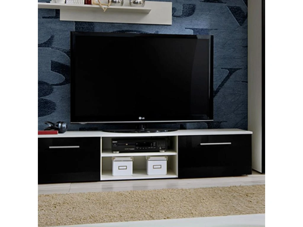 Ensemble Meuble TV & Bibliothèque "Galino III White" 320cm Noir & Blanc 5 Ensemble Meuble TV & Bibliothèque "Galino III White" 320cm Noir & Blanc – Image 3