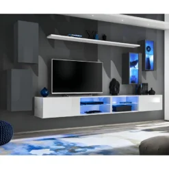 Ensemble Meuble TV "Switch XXV" 280cm Gris & Blanc