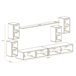 Ensemble Meuble TV "Switch XXV" 280cm Gris & Blanc -Pas Cher Mobiliora Magasin meuble tv 15862949