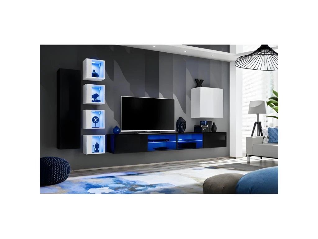 Ensemble Meuble TV "Switch XXVI" 320cm Noir & Blanc 4 Ensemble Meuble TV "Switch XXVI" 320cm Noir & Blanc – Image 2