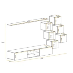 Ensemble Meuble TV "Switch XXI" 260cm Gris & Blanc -Pas Cher Mobiliora Magasin meuble tv 15863163