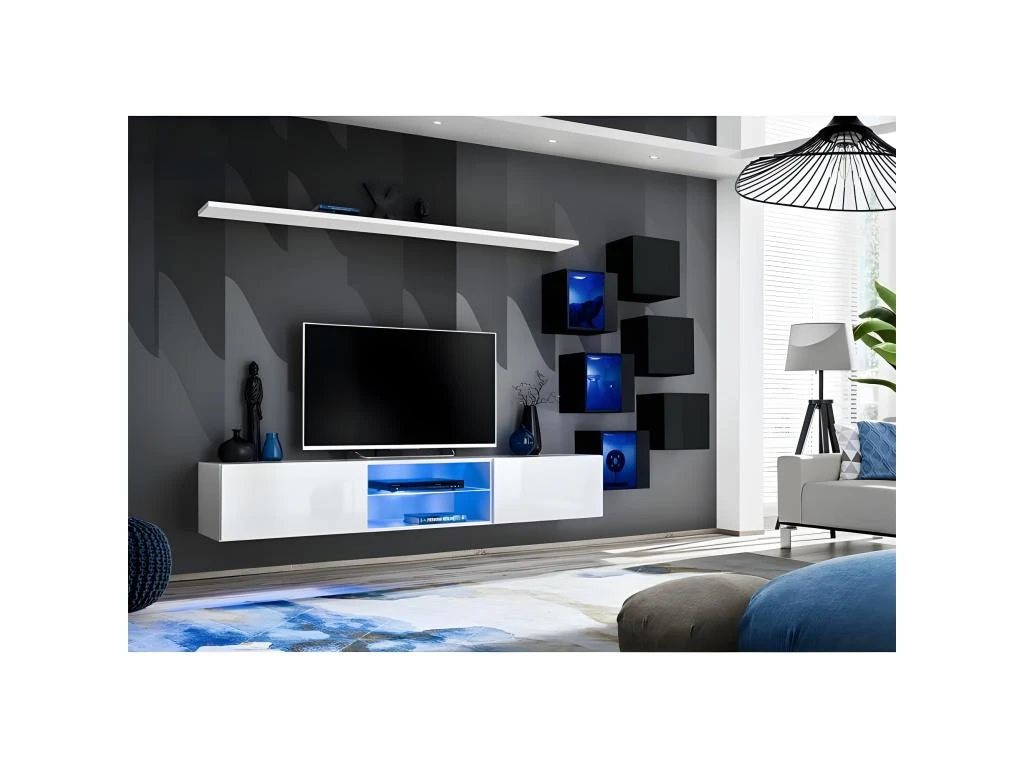 Ensemble Meuble TV "Switch XXI" 260cm Blanc & Noir 4 Ensemble Meuble TV "Switch XXI" 260cm Blanc & Noir – Image 2