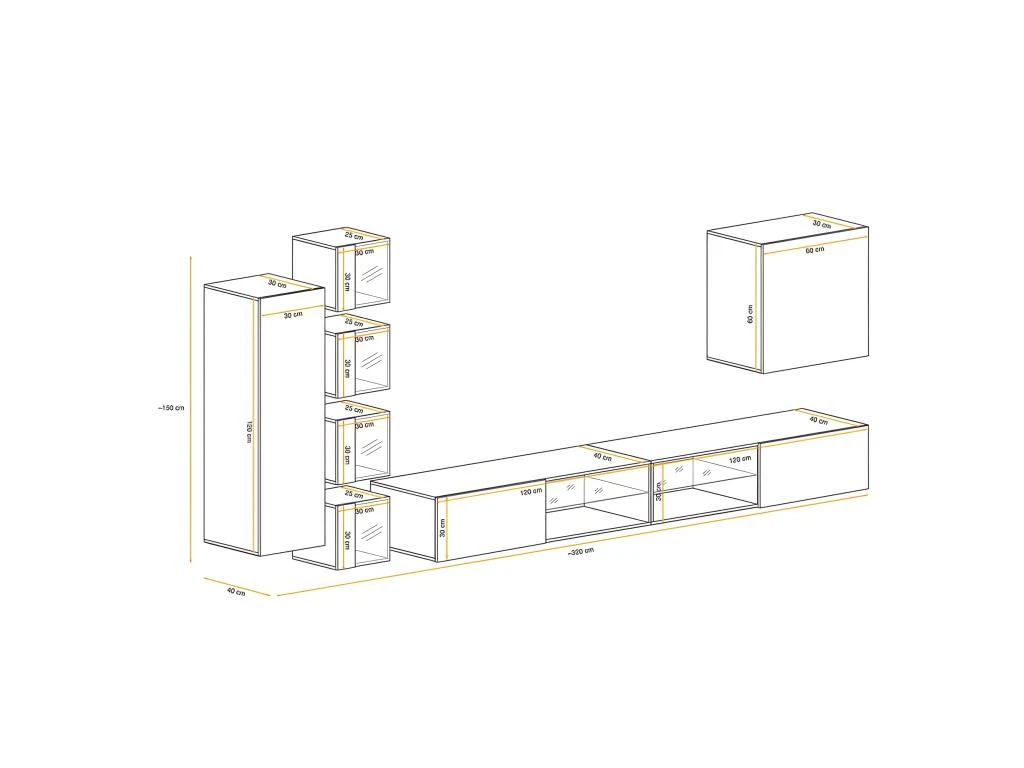 Ensemble Meuble TV "Switch XXVI" 320cm Naturel & Blanc 5 Ensemble Meuble TV "Switch XXVI" 320cm Naturel & Blanc – Image 3