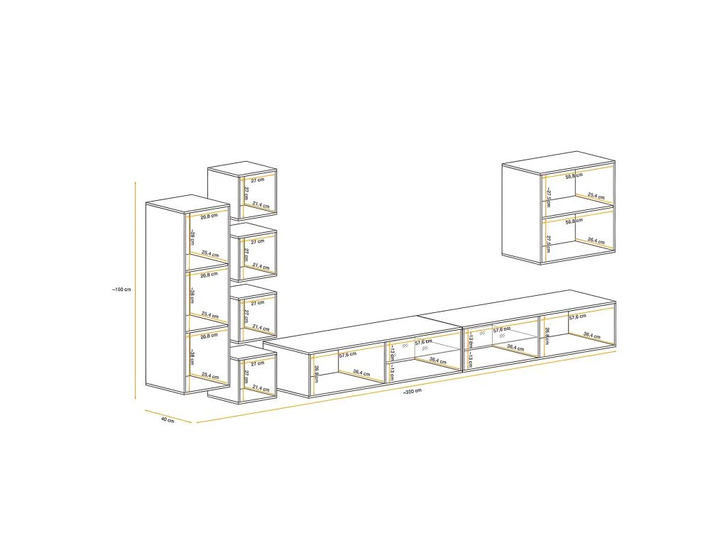 Ensemble Meuble TV "Switch XXVI" 320cm Naturel & Blanc 6 Ensemble Meuble TV "Switch XXVI" 320cm Naturel & Blanc – Image 4