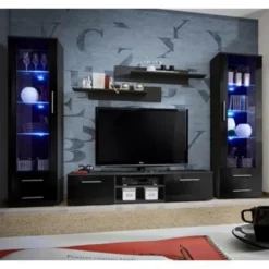 Ensemble Meuble TV & Bibliothèque "Galino III Black" 320cm Noir
